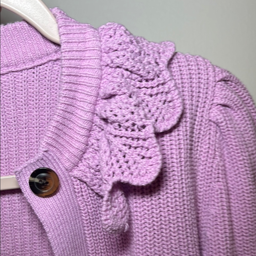 Who What Wear Purple Ruffled Cardigan Sweater - Picture 3 of 4